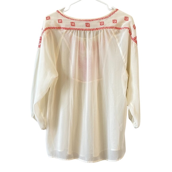 ⭐️ SOLD ⭐️ Daniel Rainn Bohemian Sheer Embroidered Peasant Blouse Size Medium - Picture 4 of 6